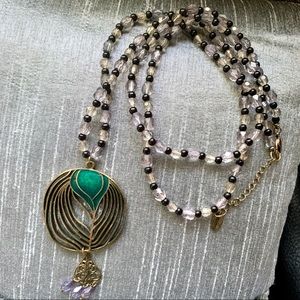 NEW Beaded gold medallion pendant necklace AEO